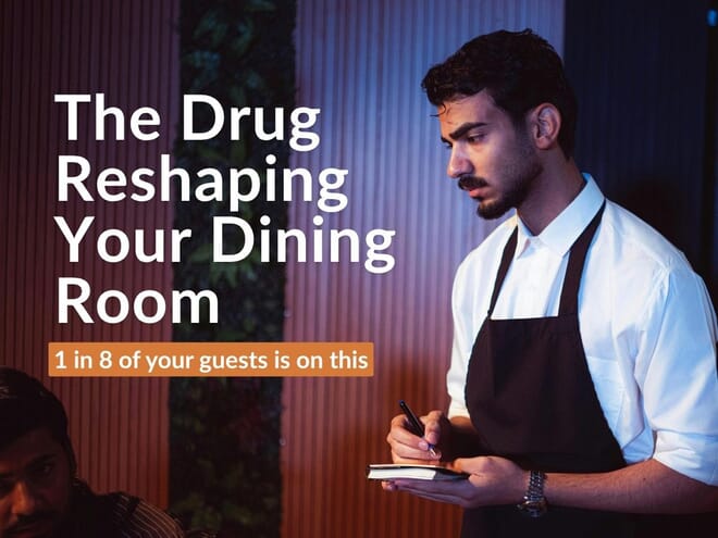 Restaurant server taking a guest order — 1 in 8 U.S. adults is now on a GLP-1 drug like Ozempic, structurally changing how restaurant guests eat and spend