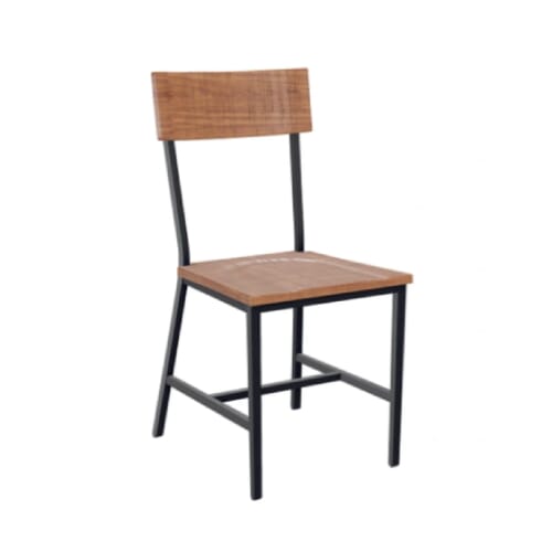 American Red Oak Wood Black Steel Frame Restaurant Chair