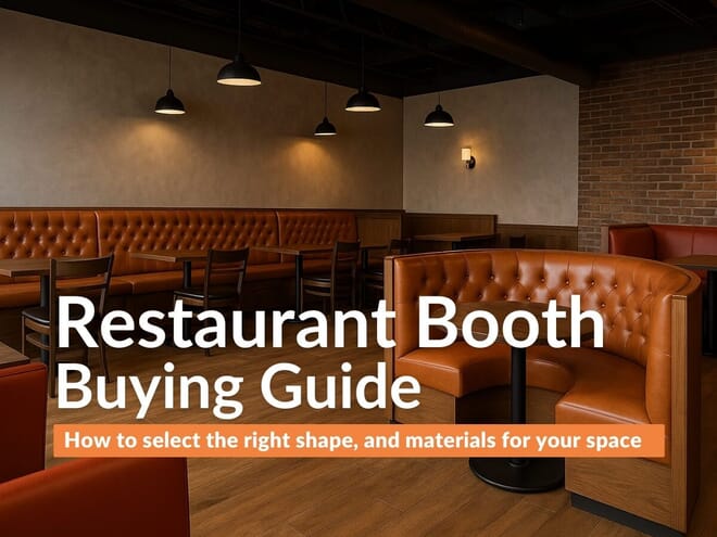Modern restaurant interior with booth seating and wooden tables, example from Superior Seating buying guide