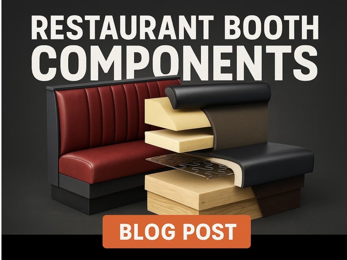Restaurant booth with vinyl seating and table — guide to booth components and how to choose the right booth.