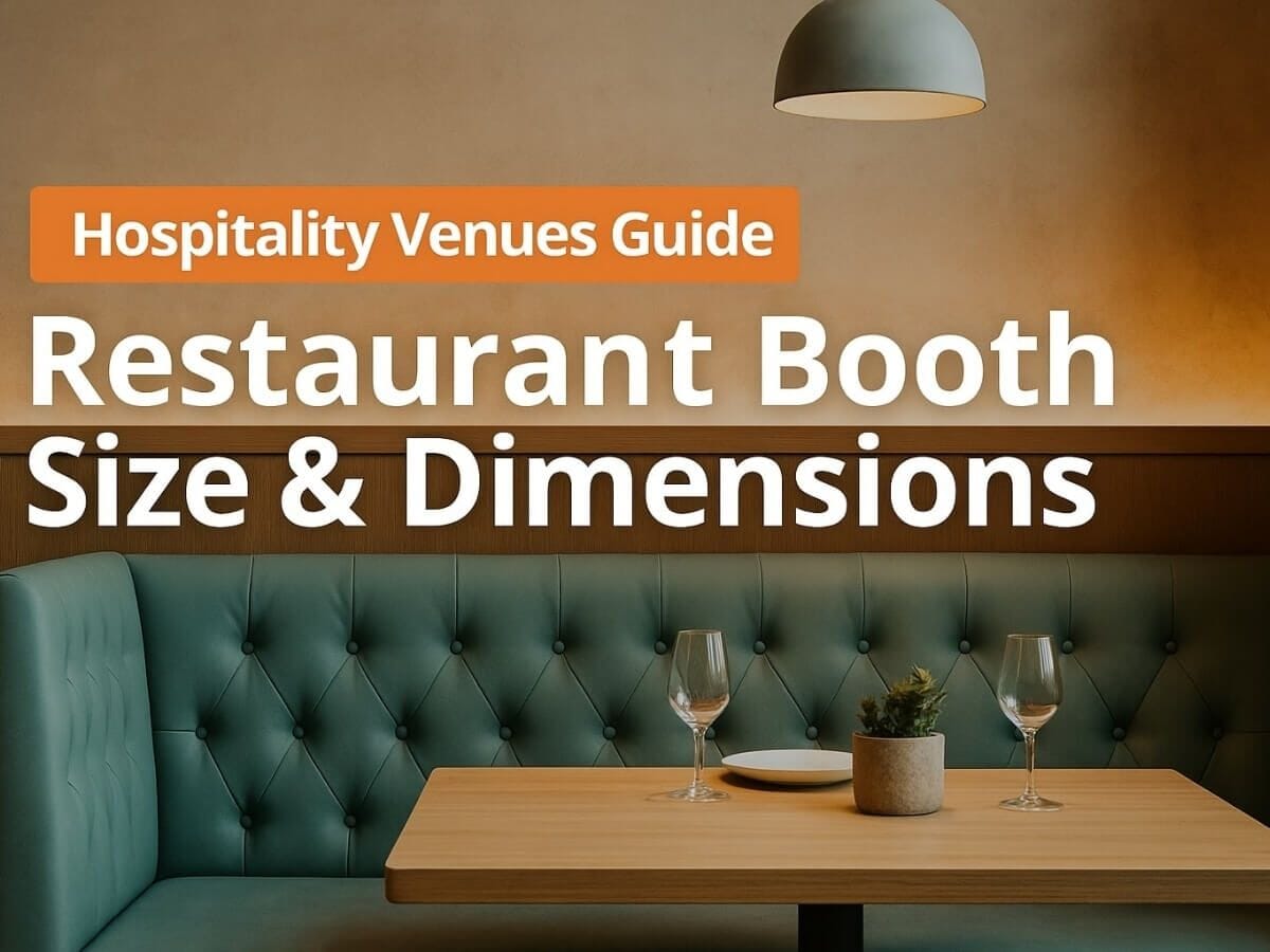 Modern restaurant booth seating with table setup under wine rack, featured in guide to booth sizes, dimensions, and layout tips for hospitality venues