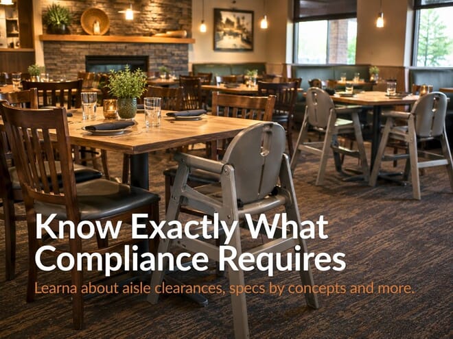 Commercial restaurant high chairs staged at dining tables in a family-friendly restaurant setting