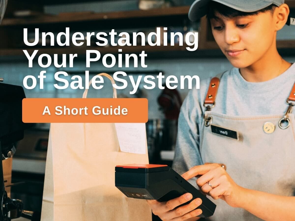  Restaurant employee using handheld POS terminal to process a takeout order