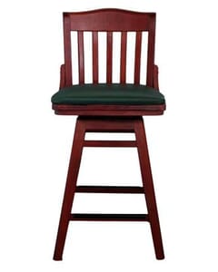 Mahogany Solid Wood Swivel Schoolhouse Bar Stool with Upholstered Seat (Front)