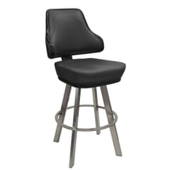 Classic Casino Black Vinyl Swivel Bucket Bar Stool with Clear Coat Base