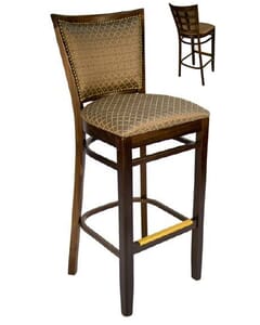 Fully Upholstered Solid Wood Restaurant Side Bar Stool with Nailhead Trim
