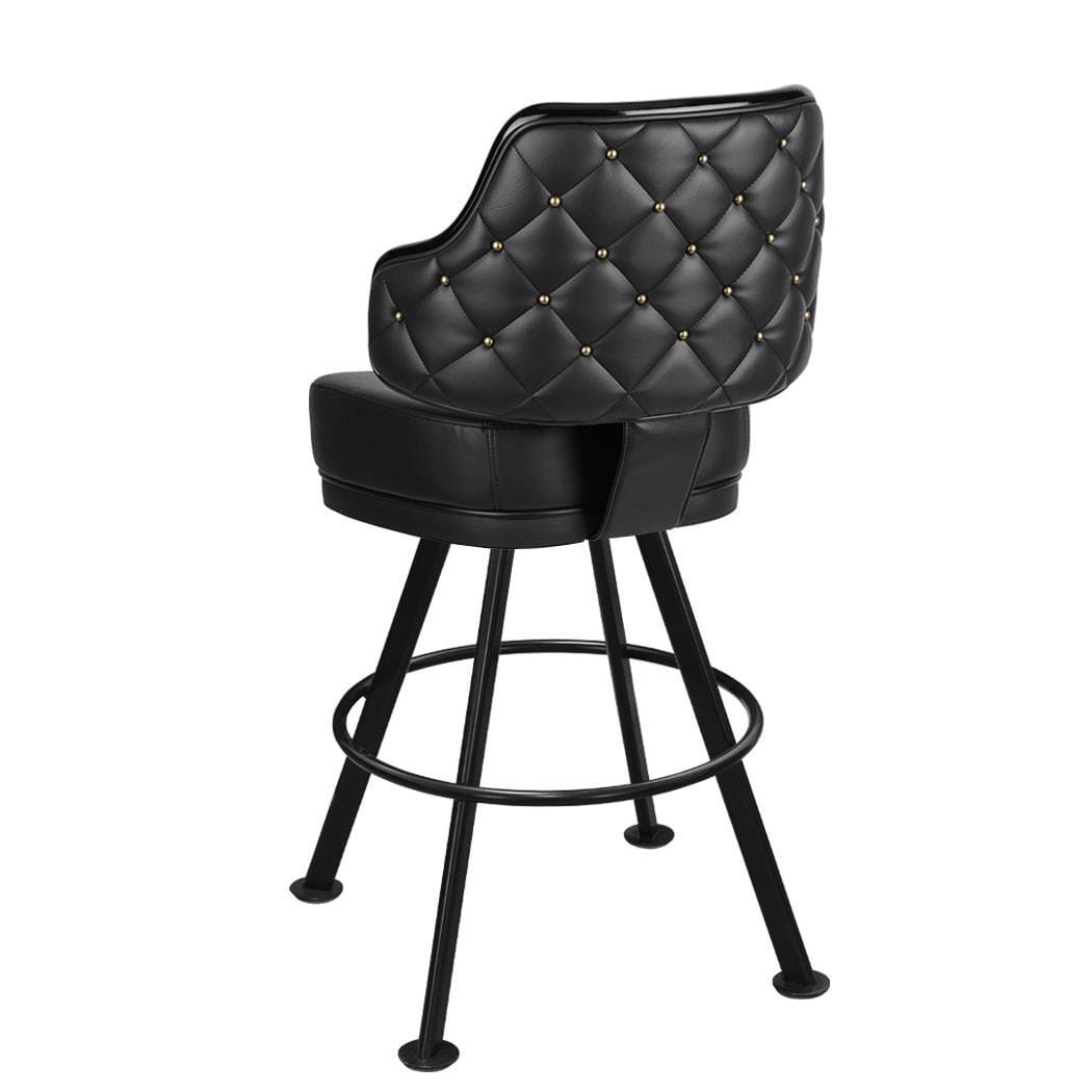 Quilted Button Back Bucket Bar Stool for Restaurant and Home with Large Rounded Black Frame and Vinyl Options