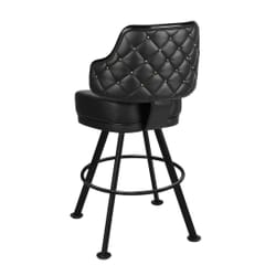 Quilted Button Back Bucket Bar Stool for Restaurant and Home with Large Rounded Black Frame and Vinyl Options