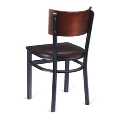 Black Metal Commercial Chair with Square Back in Dark Mahogany 
