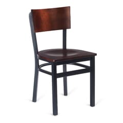 Black Metal Commercial Chair with Square Back in Dark Mahogany