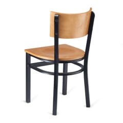 Black Metal Commercial Chair with Square Back in Natural