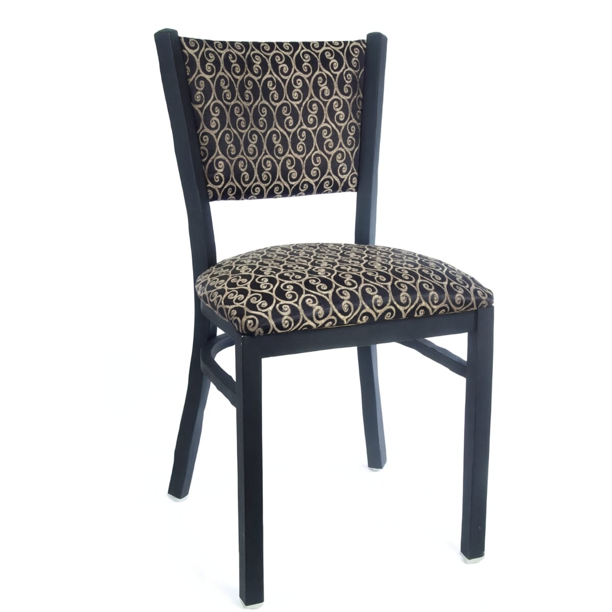Fully Upholstered Black Ladderback Metal Restaurant Chair