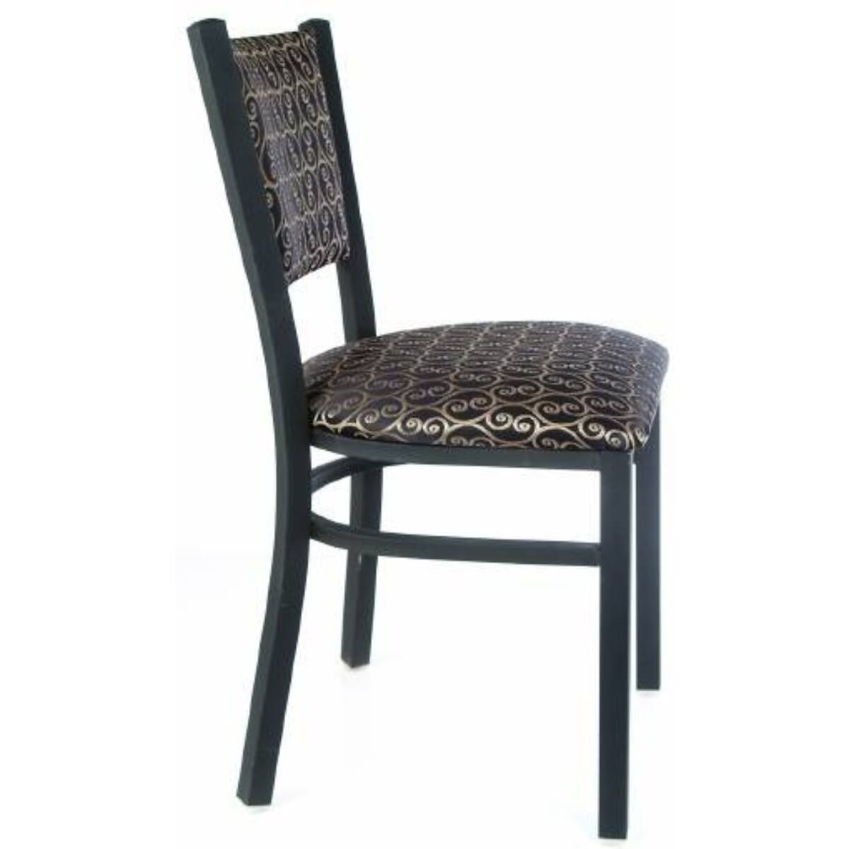Fully Upholstered Black Ladderback Metal Restaurant Chair