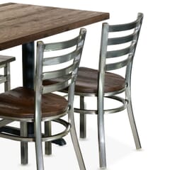 Clear Coat Industrial Restaurant Rectangular Table Set with 4 Ladderback Chairs