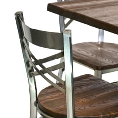 Casual Style Large Size Restaurant Table Set with 10 Clear Coat Distressed Crossback Chairs