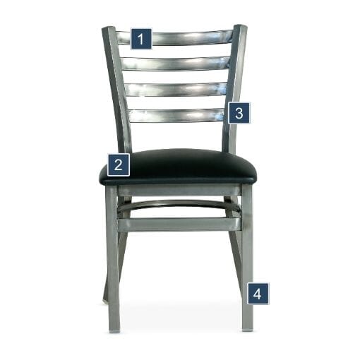Clear Coat Finish Steel Ladderback Chair Features