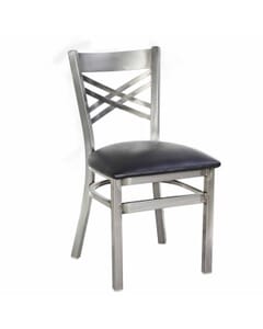 Clear Coat Distressed Steel X-Back Commercial Chair