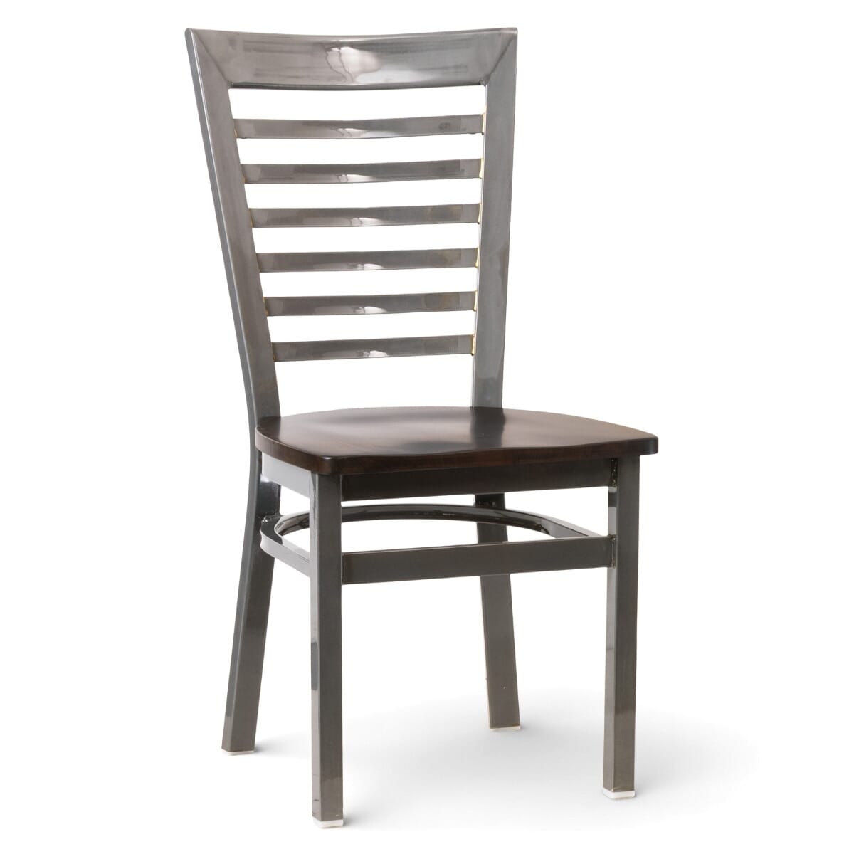 Full Ladder Back Restaurant Chair with Distressed Clear Coat Finish