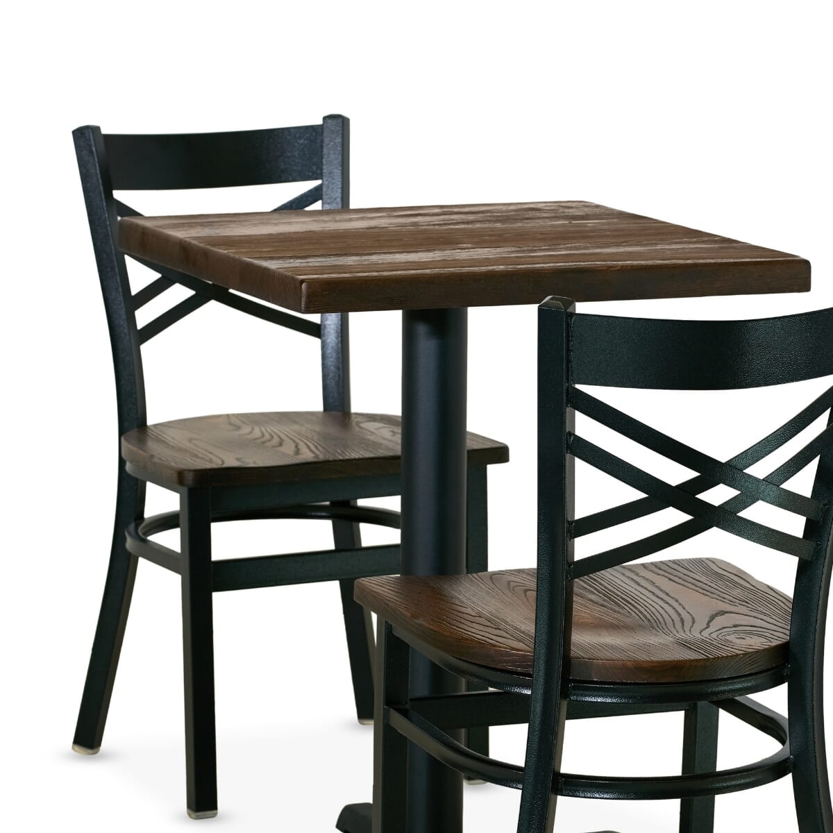 Casual Dining Restaurant Table Set with 2 Crossback Chairs