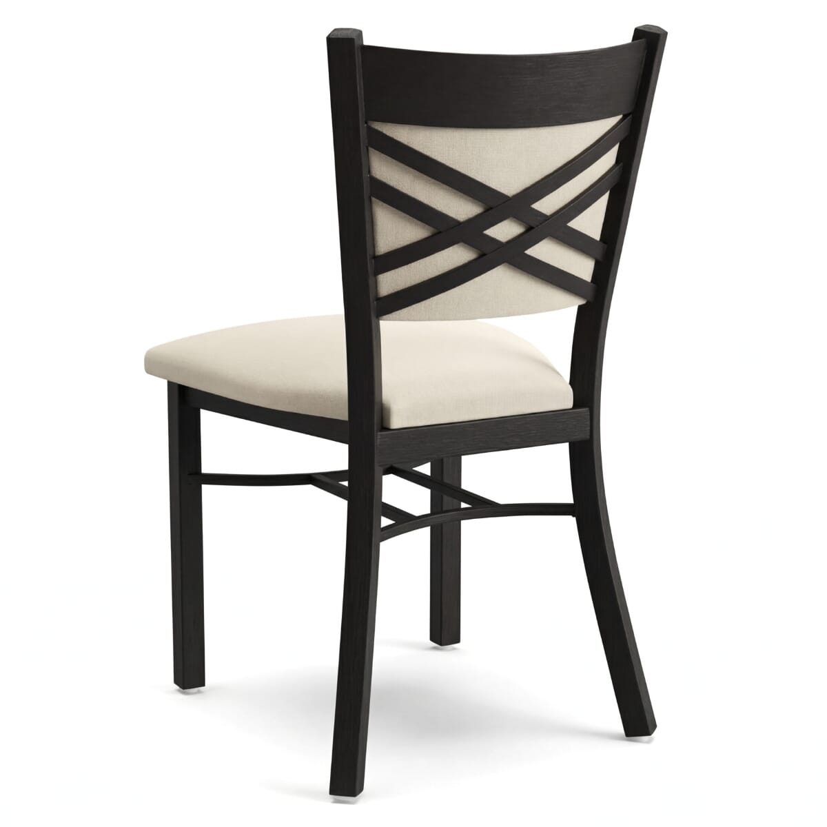 Fully Upholstered Stackable X-Back Metal Chair in Black