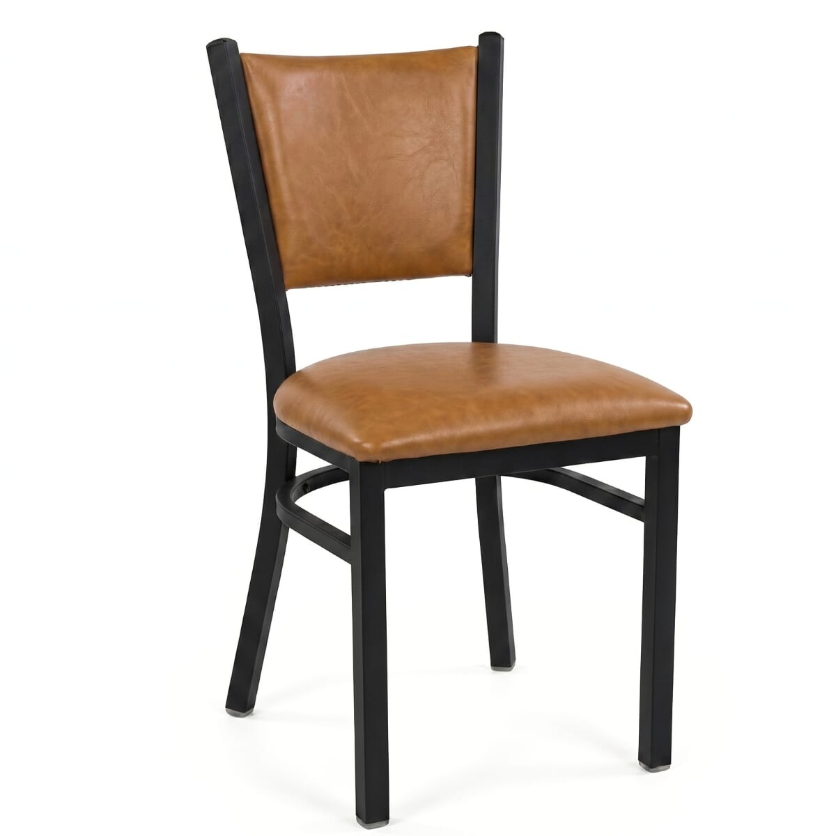 Fully Upholstered X-Back Metal Restaurant Chair in Black