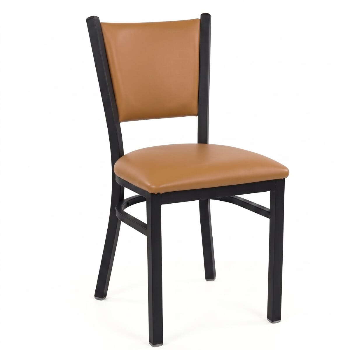 Fully Upholstered X-Back Metal Restaurant Chair in Black