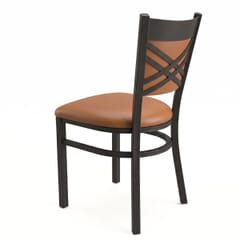 Fully Upholstered X-Back Metal Restaurant Chair in Black