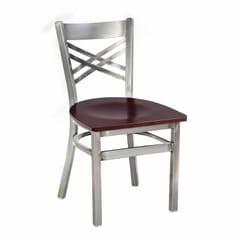 Clear Coat Distressed Steel X-Back Commercial Chair 