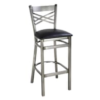Distressed Clear Coat Double Cross Back Side Bar Stool 