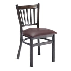 Walnut Metal Vertical-Back Commercial Chair 