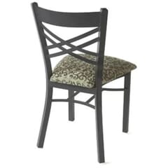 Stackable Black Metal X-Back Commercial Chair with Upholstered Seat