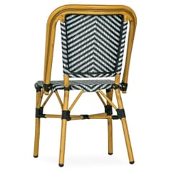 Wicker & Bamboo Outdoor Restaurant Stackable Chair - Black/White