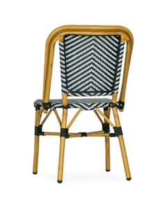 Wicker & Bamboo Commercial Outdoor Stackable Chair - Black/White