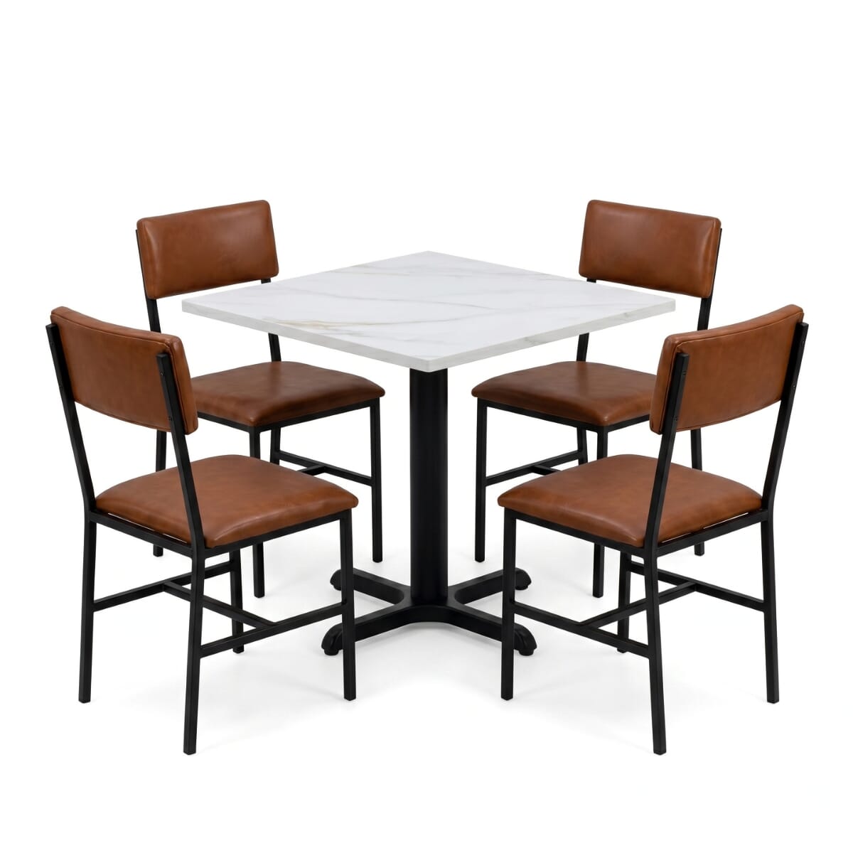 4-Seat Eden Restaurant Set with Amber-Veined Stone Top