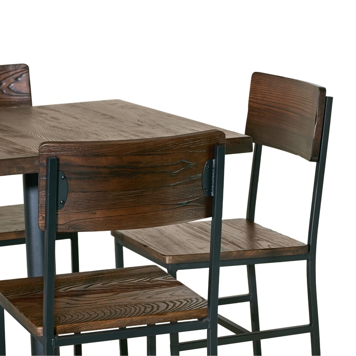 Minimalist Restaurant Table Set with 4 Modern Rectangular Back Chairs