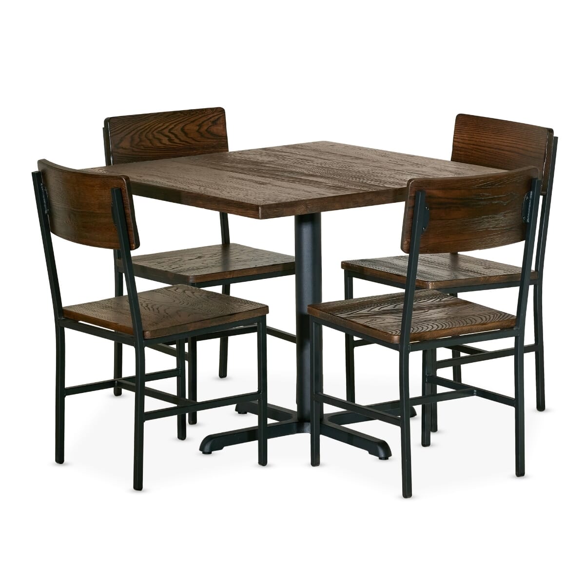 Minimalist Restaurant Table Set with 4 Modern Rectangular Back Chairs