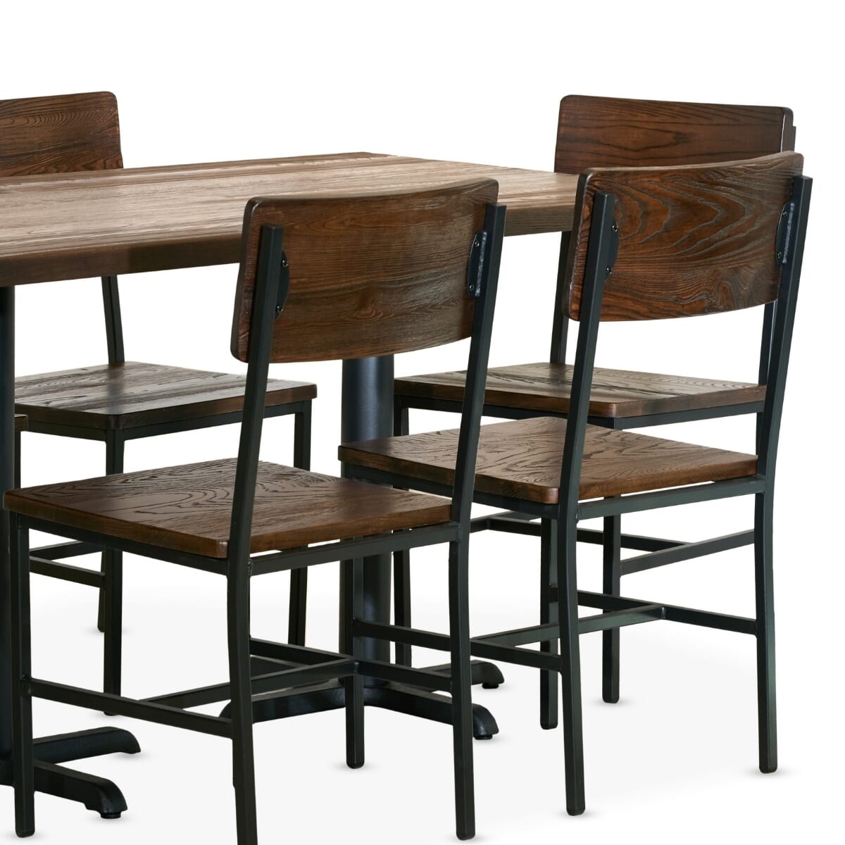 Minimalist Restaurant Rectangular Table Set with 6 Modern Chairs