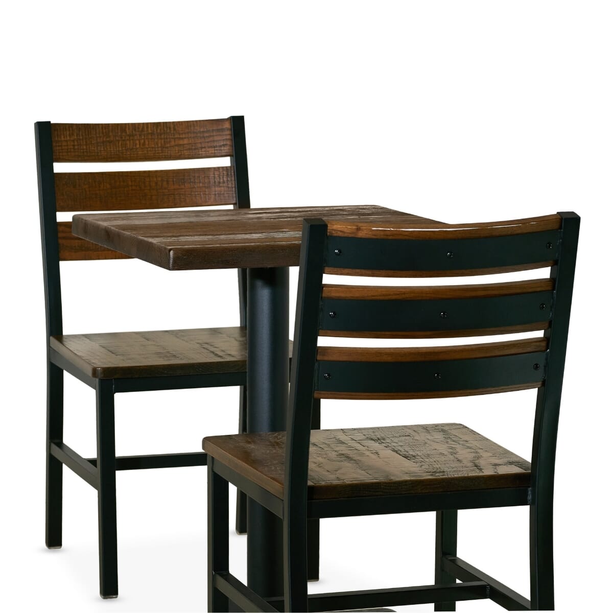 AshForge Restaurant Table Set with 2 Modern Slatted-back Chairs