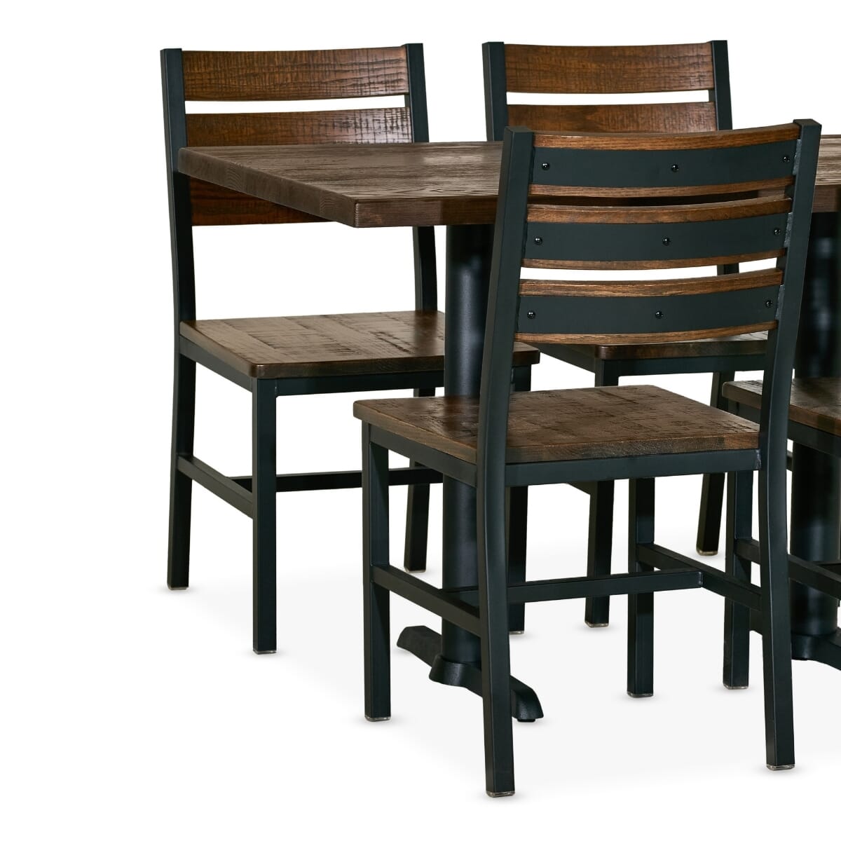 AshForge Commercial Rectangular Table Set with 4 Modern Slatted-back Chairs