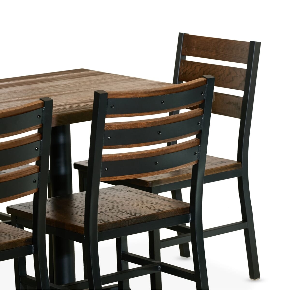 AshForge Rectangular Restaurant Table Set with 6 Modern Slatted-back Chairs