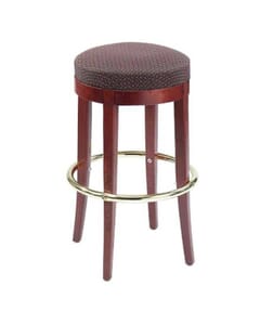 1 Lot of 16 Units- Backless Restaurant Barstool with Upholstered Round Seat in Mahogany