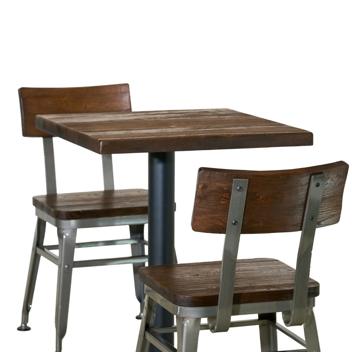 Heavy Duty Restaurant Table Set with 2 Modern Industrial Chairs