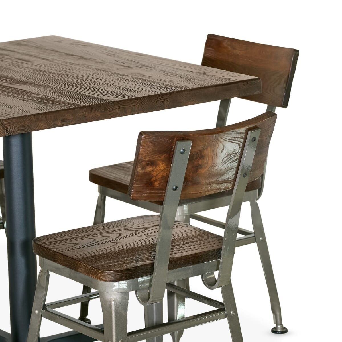 Heavy Duty Restaurant Rectangular Table Set with 10 Modern Industrial Chairs