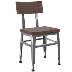 Industrial Steel Distressed Wood-Back Restaurant Chair