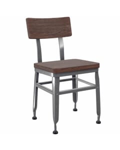 Industrial Steel Distressed Wood-Back Restaurant Chair 