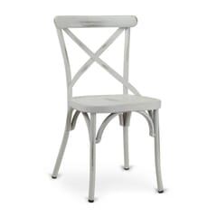 Antique-Look White Steel Cross-Back Commercial Chair