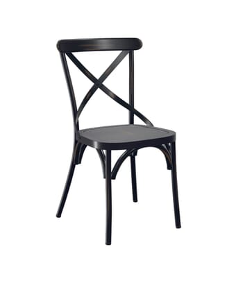 Antique-Look Black Steel Cross-Back Commercial Chair