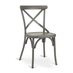 French Grey Metal Cross-Back Commercial Chair  