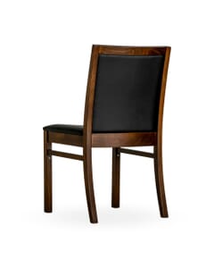 Walnut Wood Fully Upholstered Restaurant Chair with Black Vinyl 