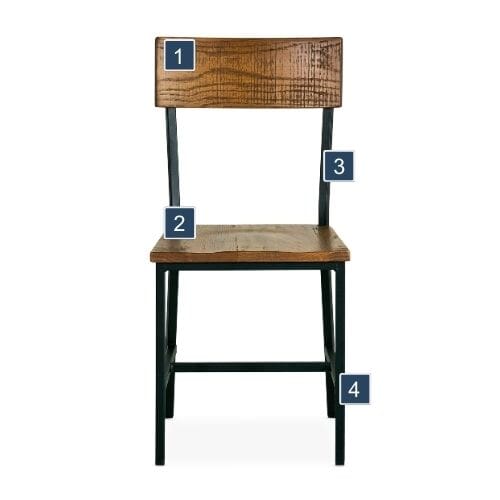 American Red Oak Wood Black Steel Frame  Chair Features